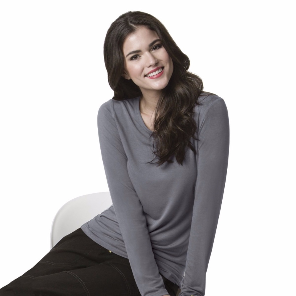 New WonderWink Pewter Ultra Soft Silky L/S Tee